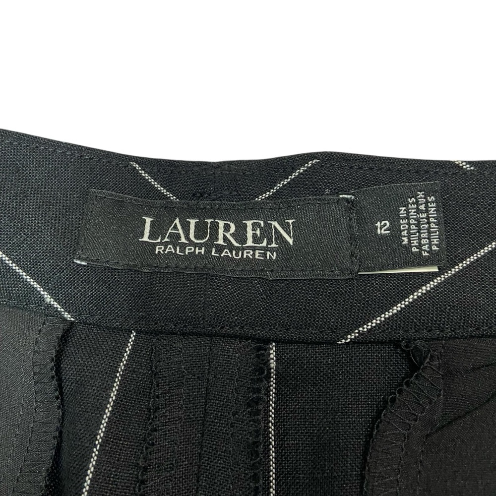 Lauren Ralph Lauren Linen Black Pinstripe Pleated Shorts LRL - Women’s 12 NWT - Picture 14 of 16